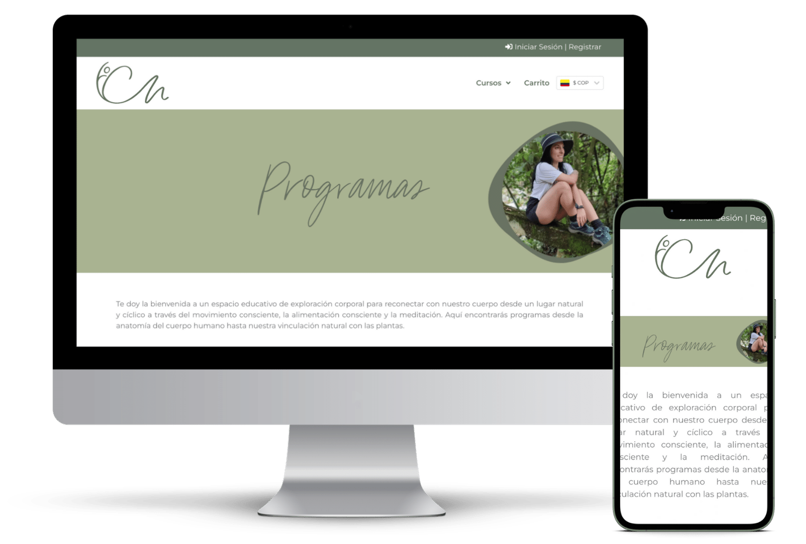 Página web de programas de exploración corporal y conexión con la naturaleza.
