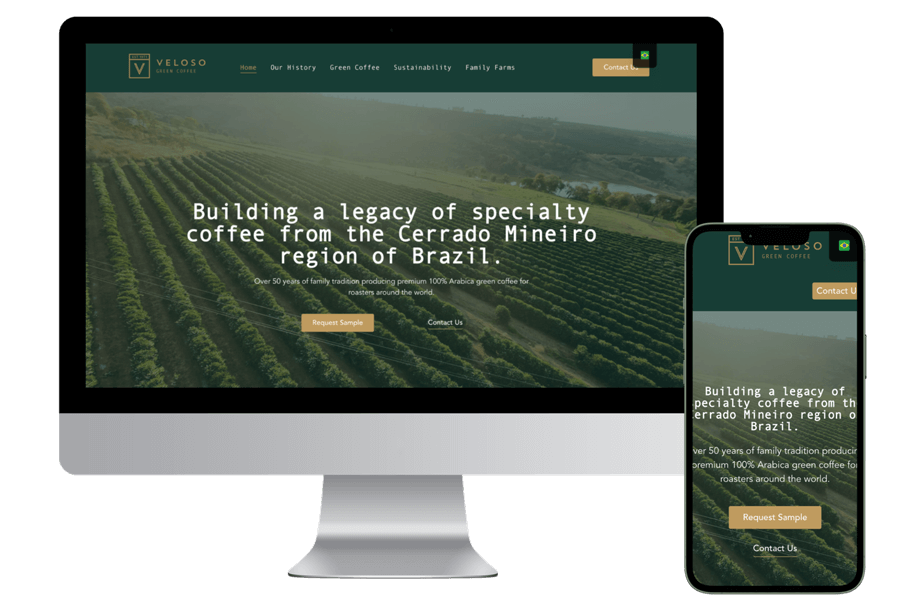 Plantación de café en Brasil y sitio web de café verde Veloso.