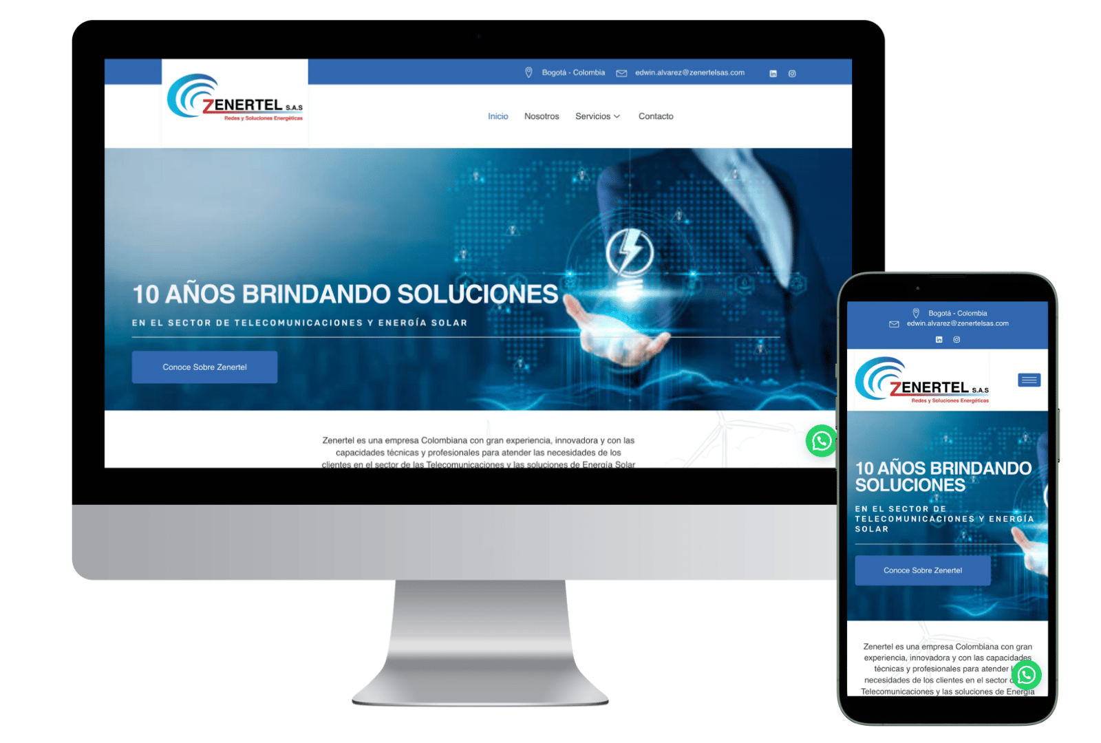 Web design for Zener tel showing 10 years of solutions